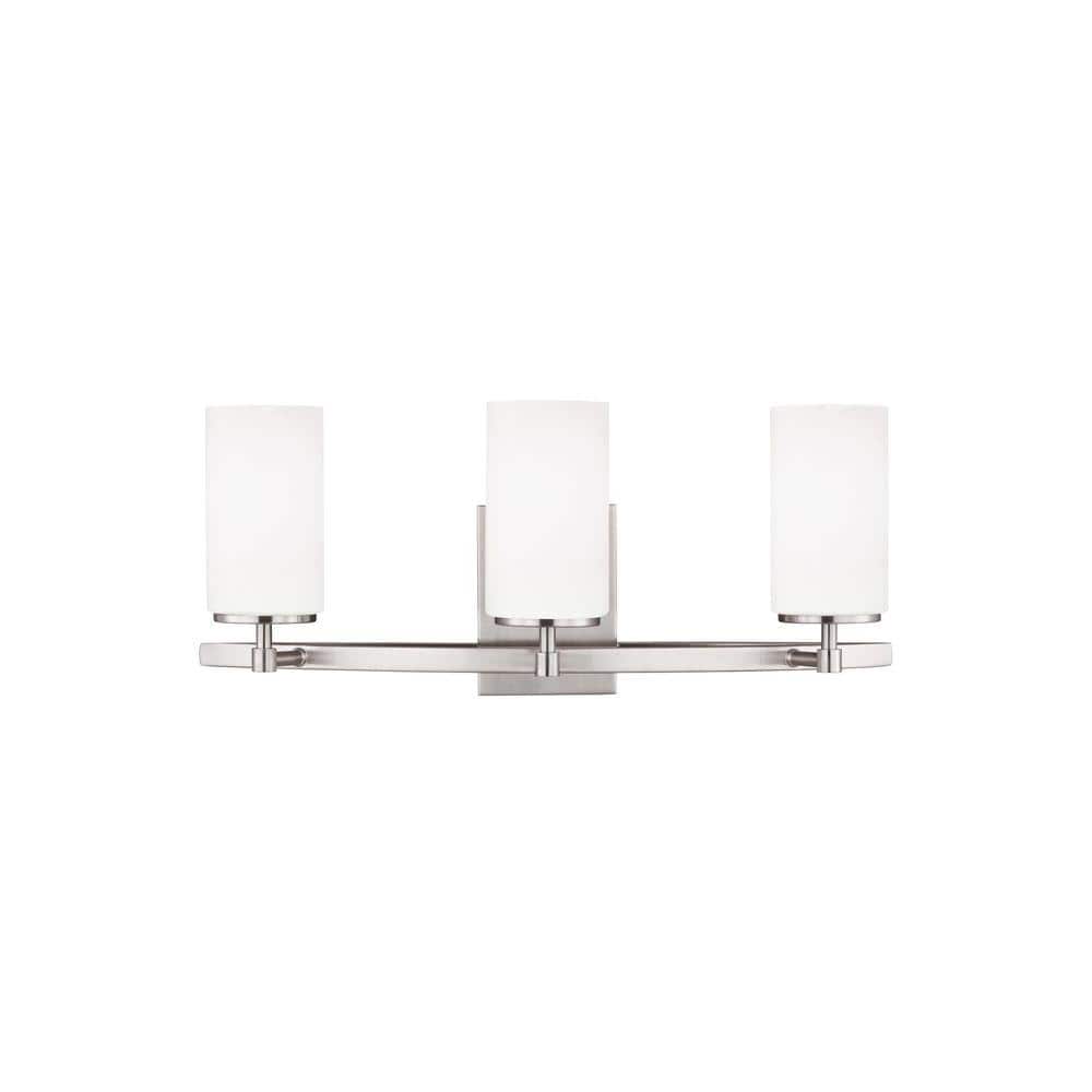 Alturas 22 in. 3-Light Brushed Nickel Modern Contemporary Wall Bathroom Vanity Light with LED Light Bulbs price history on PriceWatchPro
