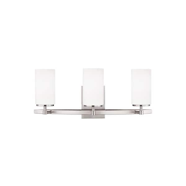 Alturas 22 in. 3-Light Brushed Nickel Modern Contemporary Wall Bathroom Vanity Light with LED Light Bulbs