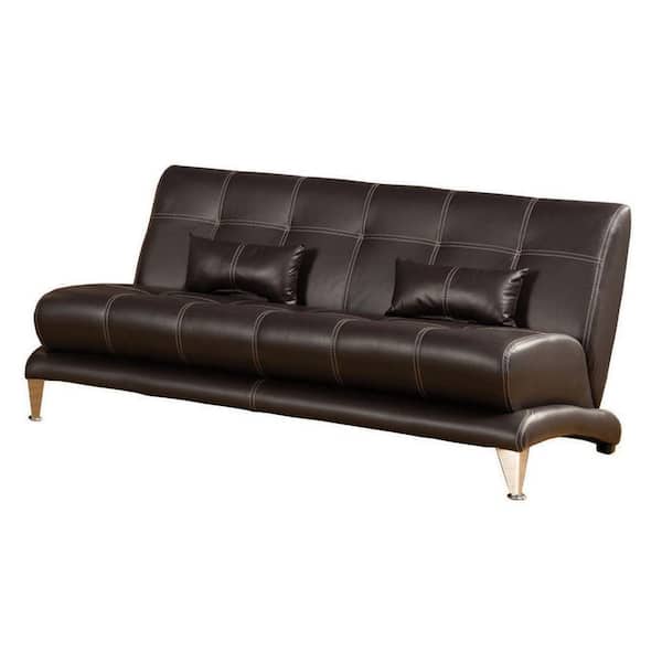 Furniture of America Artem Leatherette Sofa in Chocolate Brown