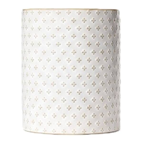 Clover High-Fired Ceramic Utensil Holder for Kitchen Counter with Embossed Farmhouse Design