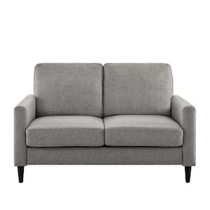 Jenny 57.3 in. Gray Linen 2-Seater Loveseat with Square Arms