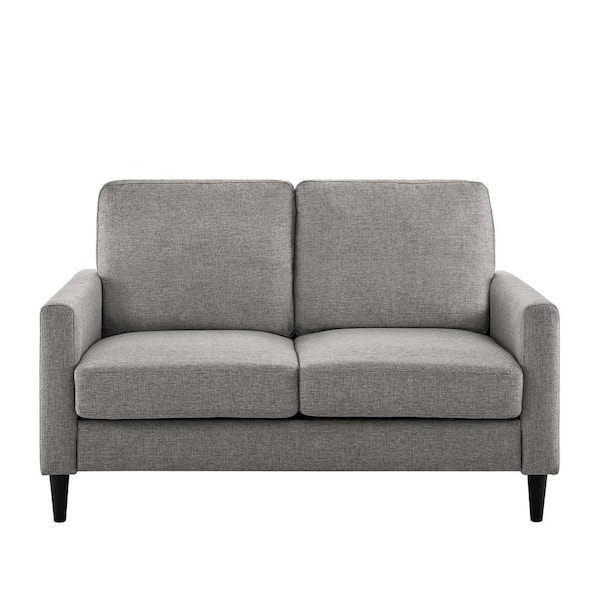 Dorel Living Jenny 57.3 in. Gray Linen 2-Seater Loveseat with Square Arms