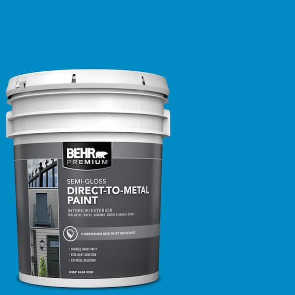 BEHR PREMIUM 5 gal. #MQ4-57 Celebration Blue Semi-Gloss Direct to Metal Interior/Exterior Paint