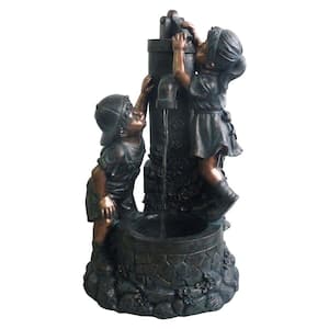 28 in. Boy and Girl Outdoor Fountain