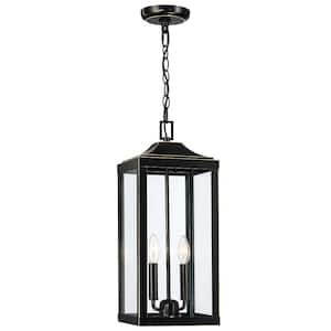 Jefferson 20 in. H 2-Light Bronze Large Outdoor Pendant Light with Clear Glass