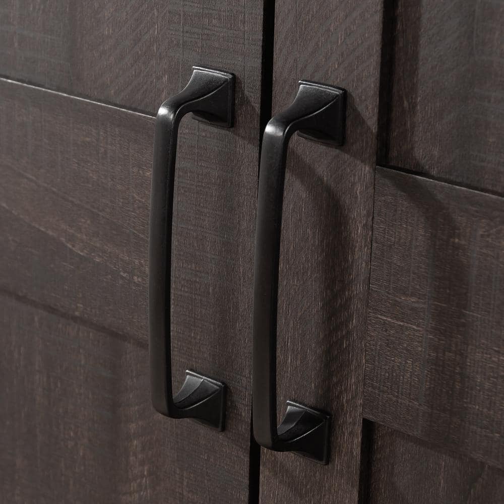 Tall Dark Brown MDF Living Room Cabinet with Adjustable Shelving