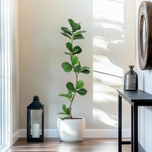 Garvee 5 ft. Artificial Fiddle Leaf Fig Tree with Black Nursery
