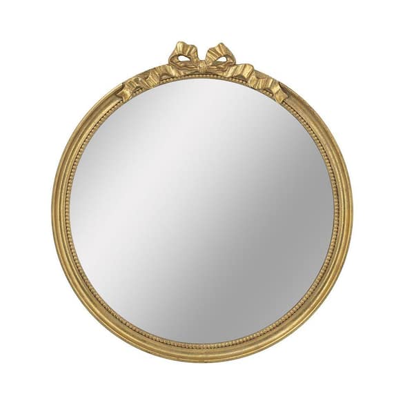Gold 30 in. W x 32.1 in. H Decorative Wall Mirror Round Mirror with Wood Frame