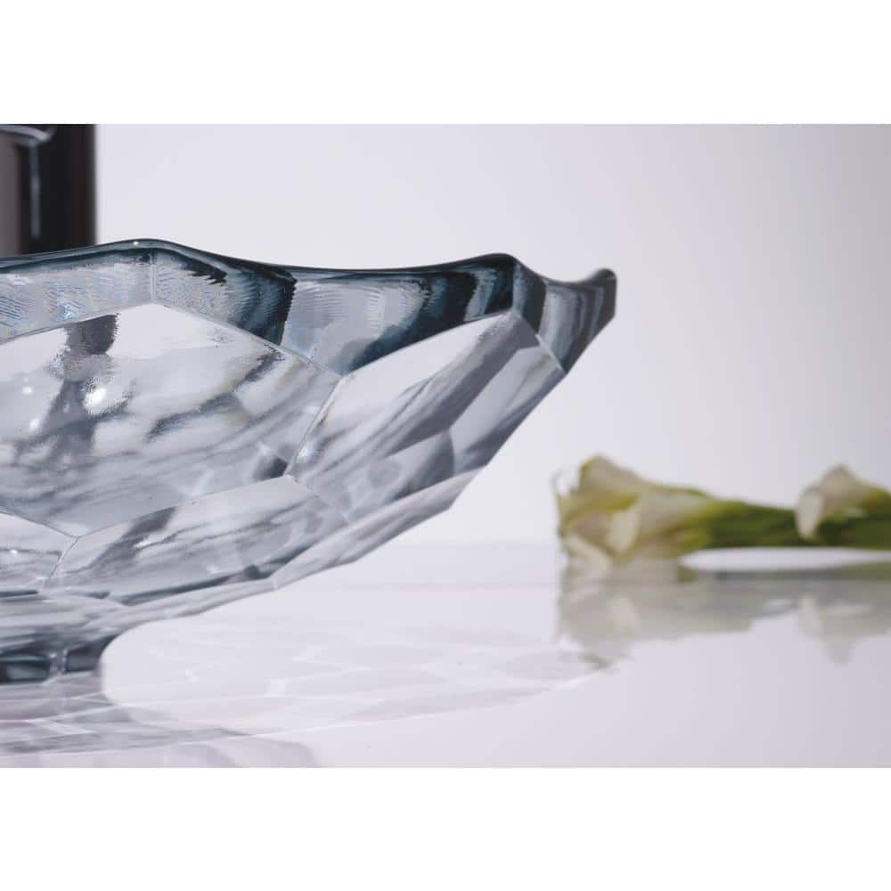 Ice Glass Faceted Oval Above-Counter Vessel Sink