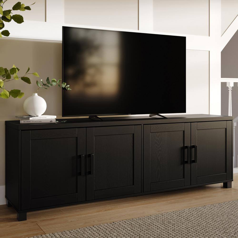 Virlomi Dark Gray 71" TV Stand with Cabinet and Shelves