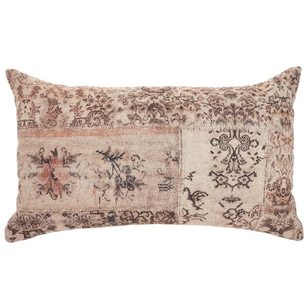 57 GRAND BY NICOLE CURTIS Nicole Curtis Gray Multicolor Floral Removable Cover 14 in. x 24 in. Rectangle Throw Pillow