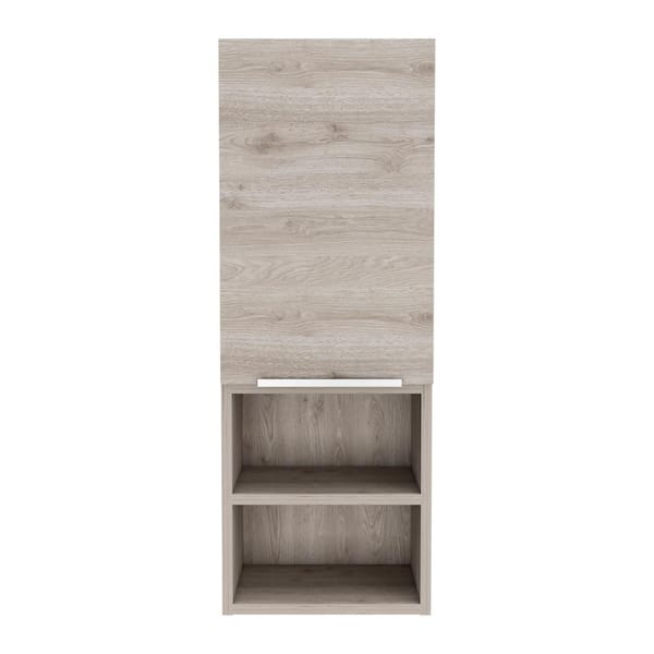 cadeninc 11.8 in. W x 32.17 in. H Bathroom Surface Mount Medicine Cabinet with 4 Shelves and Single Door in Light Gray