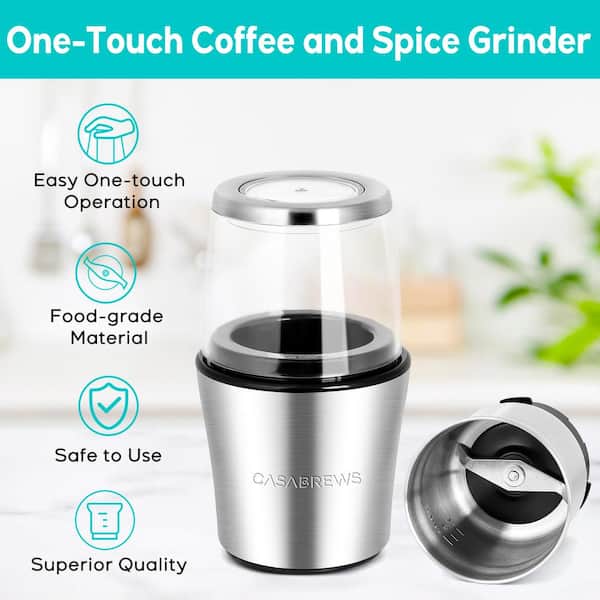 OVENTE 2.1 oz. Silver Multi-Purpose Electric Coffee Grinder Lid-Activated  Switch CG620S - The Home Depot