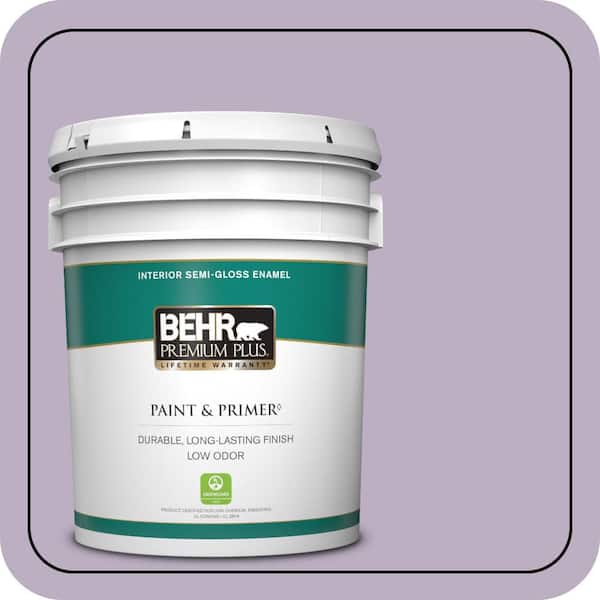 BEHR PREMIUM PLUS 5 gal. #S100-3 Courtly Purple Semi-Gloss Enamel Low Odor Interior Paint & Primer