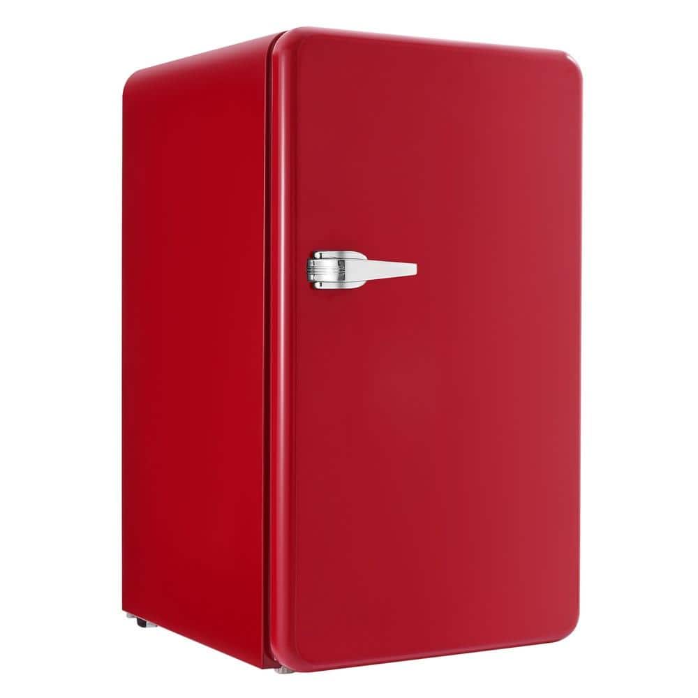 3.2 cu. ft. Mini Fridge Single Door Retro Compact Refrigerator with Glass Shelf, Red, 30.2-50 deg. F