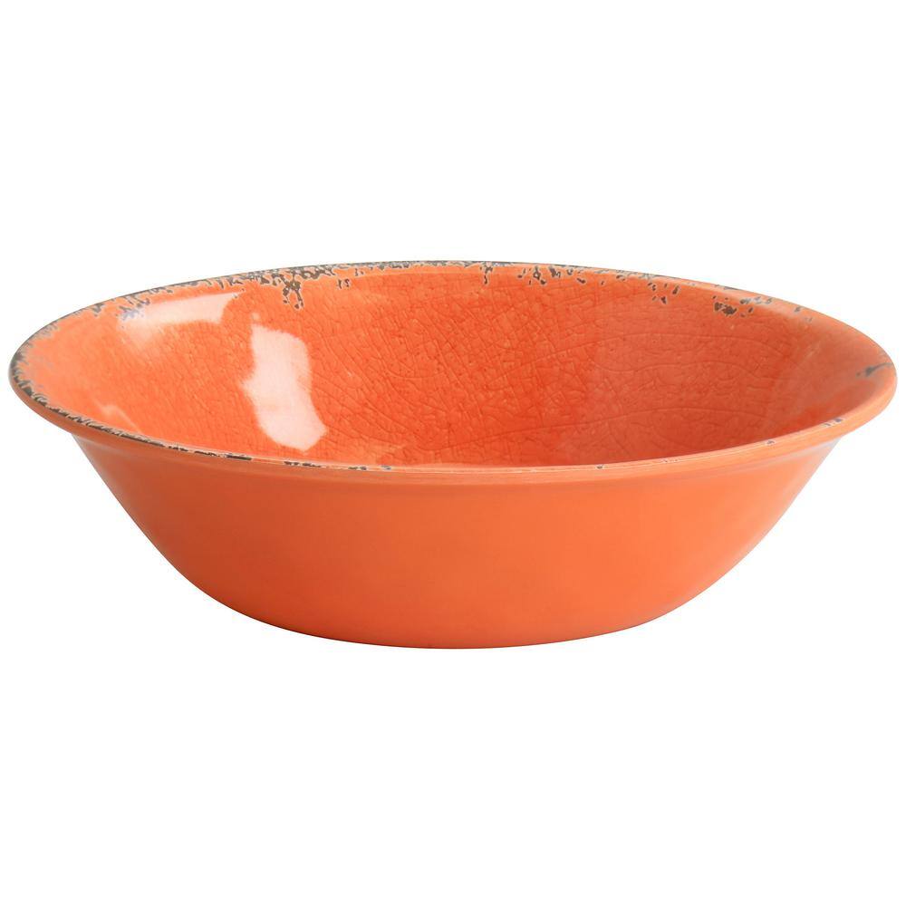 Crackle Orange Melamine 12-Piece Dinnerware Set, Service for 4