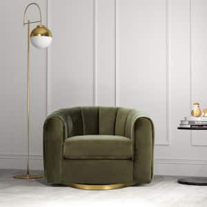 Carrington Green Velvet Modern Comfy Swivel Barrel Armchair