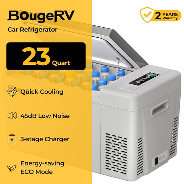 0.78 cu. ft. Portable Outdoor Refrigerator 12V Car Fridge 23 qt. Portable Freezer Compressor Cooler in Gray