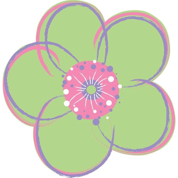 WallPops 13 in. x 13 in. Green Poppies Red Flowers Wall Decal