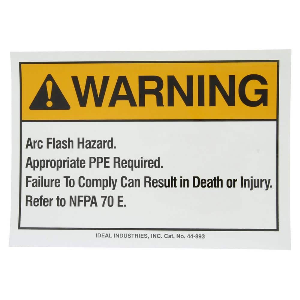 IDEAL Warning Label, NEC Arc Flash, 5 in. x 7 in., Adhesive