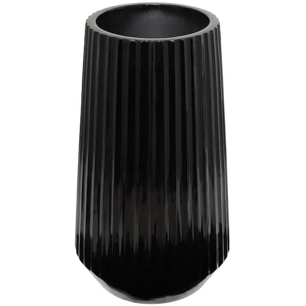 Litton Lane 30 in. Black Resin Decorative Vase