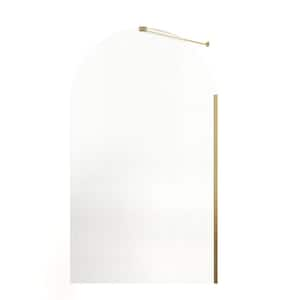 33- 33 3/8 in. W x 58 in. H Fixed Semicircle Tub Door in Brushed Gold with Tempered Clear Glass, Reversible Installation