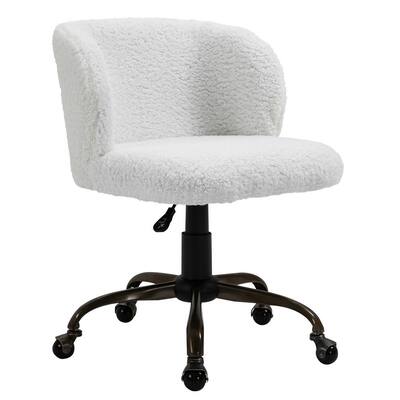 White 20.75 in. x 21.75 in. x 32 in. Faux Fur Mid-Back Task Chair with Arms