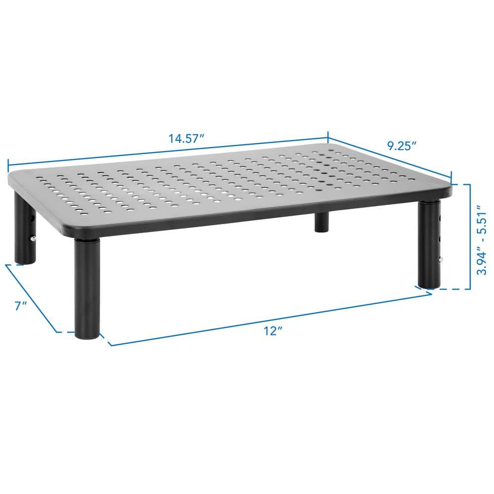 Black Adjustable Metal Mesh Monitor Riser with Silicone Pads
