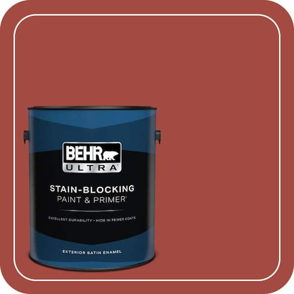 BEHR ULTRA 1 gal. #170D-7 Farmhouse Red Satin Enamel Exterior Paint & Primer