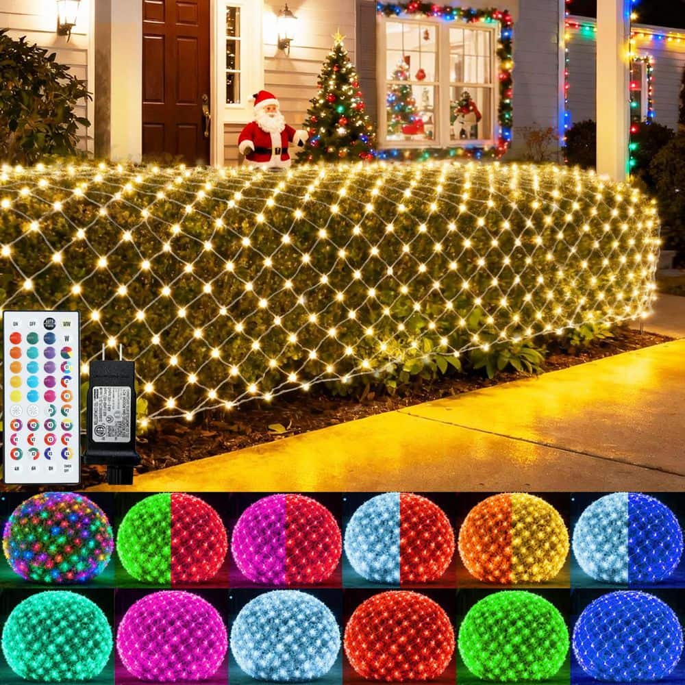 BeamBox 9.8 ft. Color Changing Christmas Net Lights, White