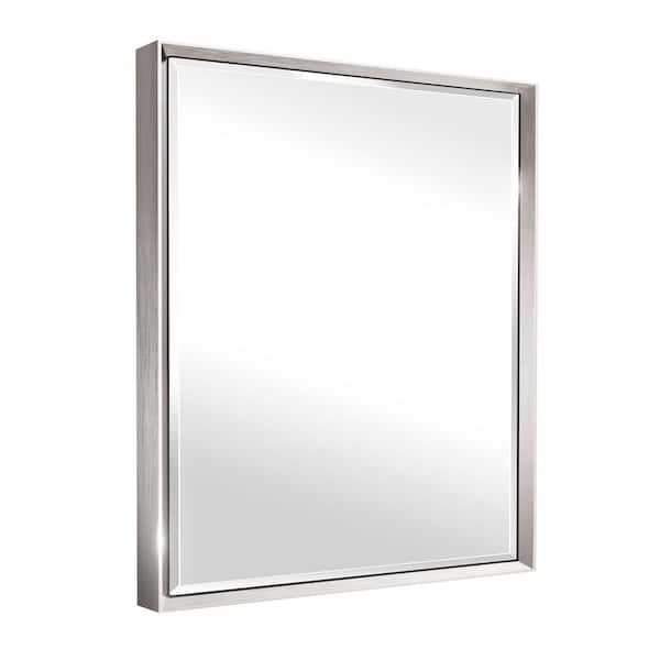 QueenFun 30 in. W x 36 in. H Framed Rectangular Beveled Edge Bathroom Vanity Wall Mount Mirror in Brushed Silver