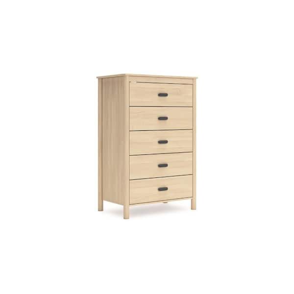 Benjara Abis Natural Brown 5-Drawer 32.28 in. Tall Dresser Without Mirror
