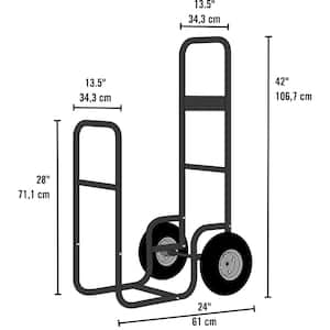 2 ft. D x 3 ft. H x 2 ft. W Haul-it Multi-Purpose Steel Firewood Cart with Slim-Fit Design and Easy-Pivot Tires