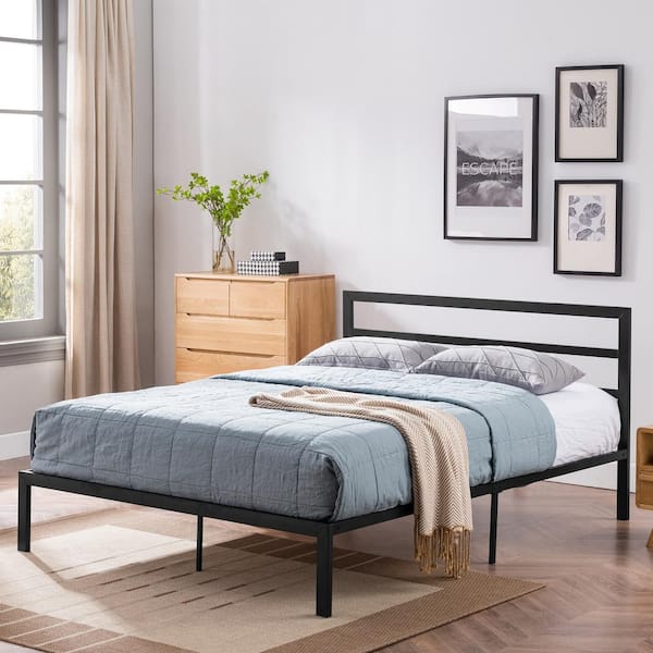 Flat Black Iron Bed Frame, Modern Iron King Bed Frame