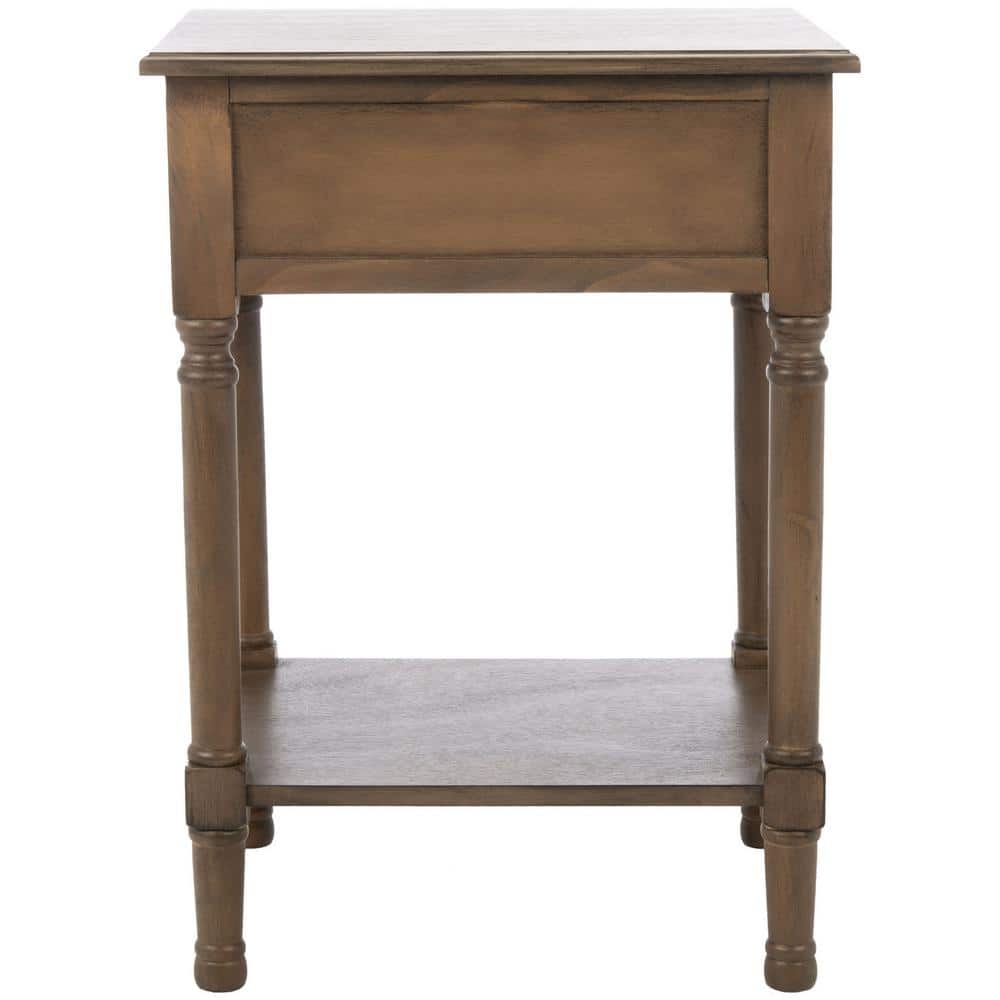 Whitney Farmhouse Brown Wood and Metal Accent Table with Storage