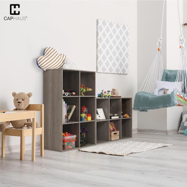 Kids' Toy Storage Organizer, Open Storage Cubby, Multifunctional Book and Toy Storage Cabinet CAPHAUS Finish: Gray