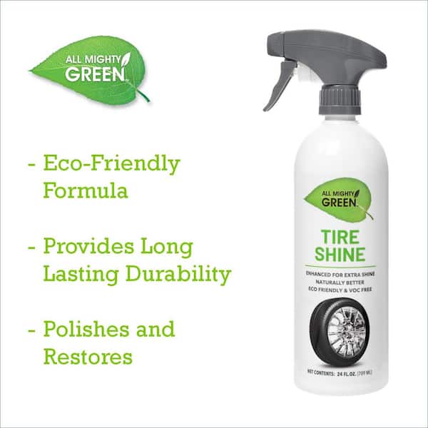 All Mighty Green 24 oz. Automotive Tire Shine, Eco-Friendly; VOC Free; Non-Toxic; Trigger Spray Bottle(2-Pack)