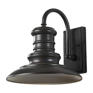 Redding Station 1-Light Restoration Bronze Outdoor 12.5 in. Integrated LED Wall Lantern Sconce