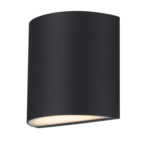 4.6 in. Black LED Wall Sconce, 1-Light 15-Watts 3-Color Dimmable with Silk Screen Glass Diffuser for Garage Porch Shed
