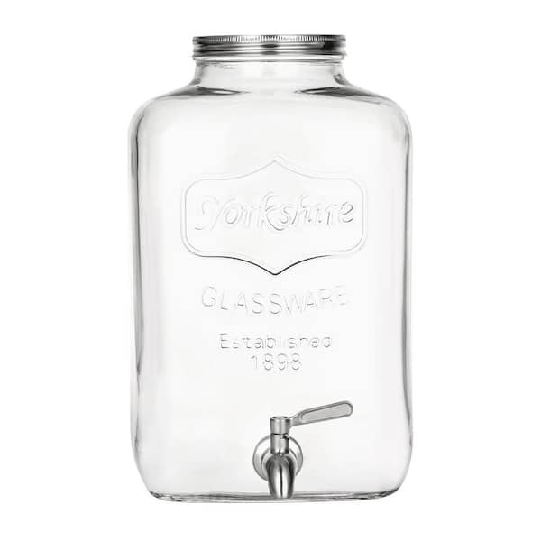 256 fl. oz. Clear Glass Beverage Dispenser with Stainless Steel Leakproof Spigot and Lid for Water Beverage Dispenser