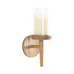 Shae Natural Circle Wood Wall Candle Sconce