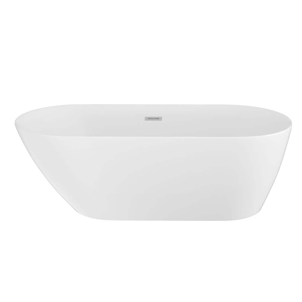 66.9 in. x 29.13 in. Oval Freestanding Acrylic Bathtub White Modern Soaking Tub with Pop-up Drain and Overflow price history on PriceWatchPro