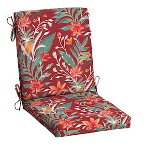 earthFIBER Outdoor Dining Chair Cushion 20 in. x 20 in., Luau Red Tropical Floral