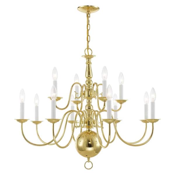 Williamsburgh 12 Light Polished Brass Chandelier