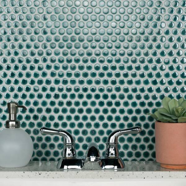 Merola Tile Hudson Penny Round Emerald 6 in. x 6 in