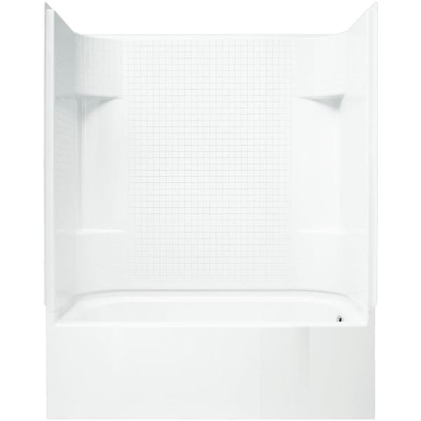 STERLING AccordTile 30 in. x 60 in. x 74 in. Bath and Shower Kit with Right-Hand Drain in White