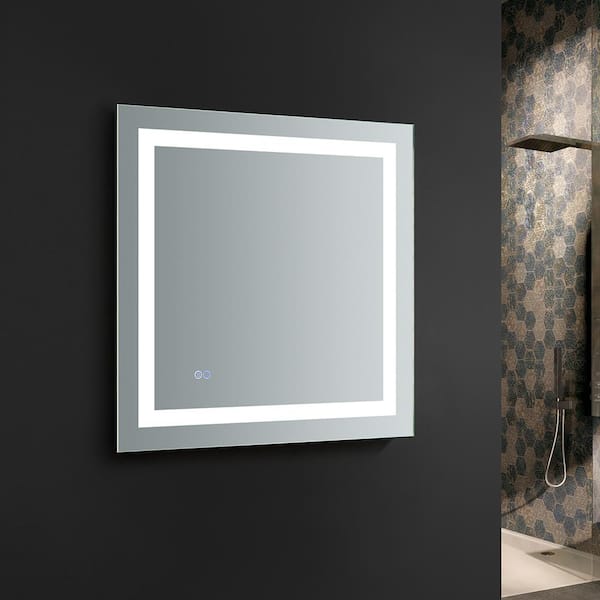 Fresca Santo 30 in. W x 30 in. H Frameless Square LED Light Bathroom Vanity Mirror