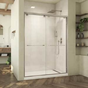 Abbey 56 - 60 in. W x 76 in. H Frameless Sliding Shower Door in Brushed Nickel