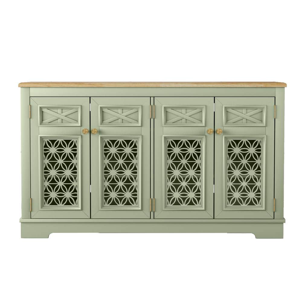 Festivo 57" Green Vintage Wood Buffet Sideboard Cabinet