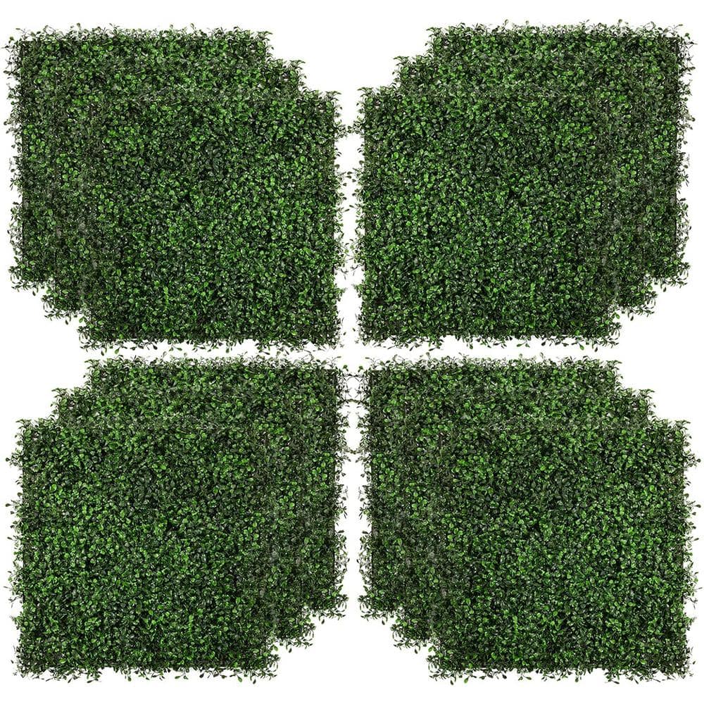 20 in. x 20 in. Artificial Boxwood Hedge UV Stable Faux Grass Wall Backdrop